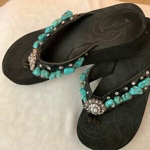Montana West turquoise stone sandals